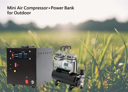 Kompresor Mini Air + Power Bank na zewnątrz